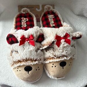 Dearfoams Mama Bear Slippers with Red Accents Women’s Size 11-12 New Slip On